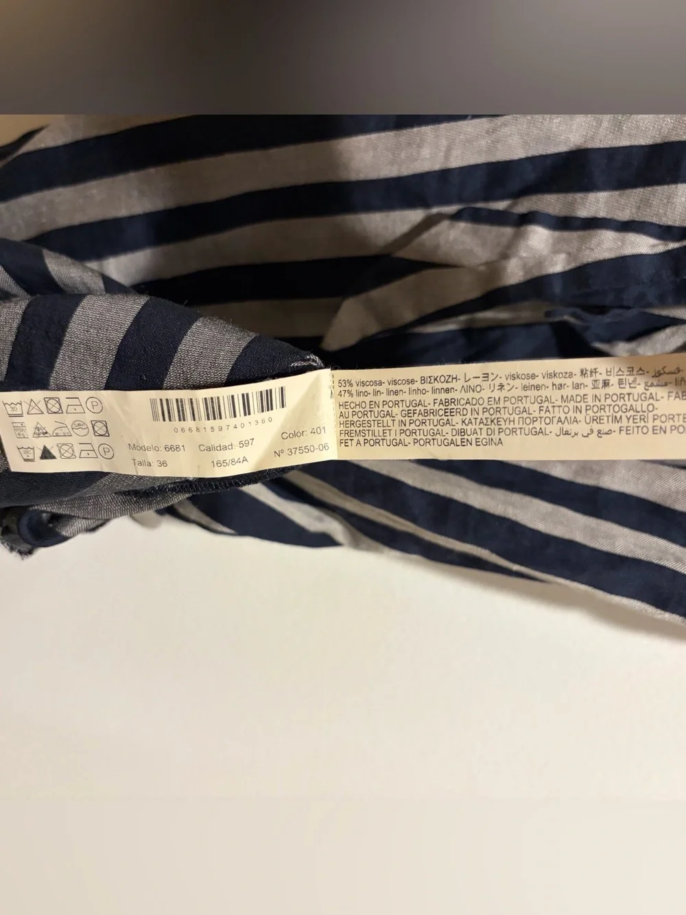 Massimo Dutti Linen Blend Vertical Stripes Blue & Silver Sleeveless Maxi Dress 4 - Picture 4 of 7